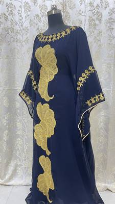 Sale New Navy-Blue Aari Embroidery Stone Work Georgette Casual Stitched Wedding Party Wear Dress 262 2