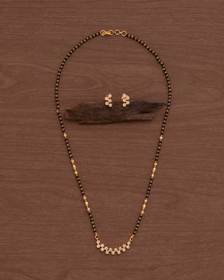 Diamond pendant mangalsutra SHORT and earrings set one gram gold 2