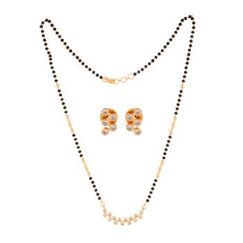 Diamond pendant mangalsutra SHORT and earrings set one gram gold 3
