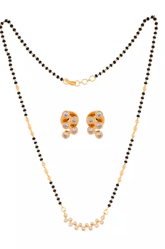 Diamond pendant mangalsutra SHORT and earrings set one gram gold