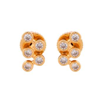 Diamond pendant mangalsutra SHORT and earrings set one gram gold 4