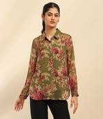 Aarke ritu kumar green amie shirt with camisole