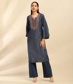 Aarke ritu kumar blue cassandra solid kurta
