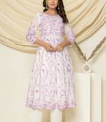 Purple embroidered cotton aari work anarkali suit
