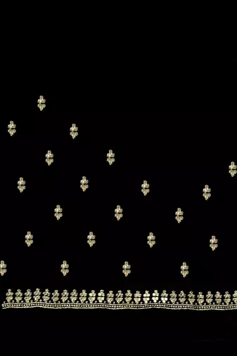 Sequence Embroidered Border Art Silk Saree In Black With Matching Blouse Piece
