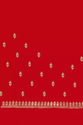 Sequence Embroidered Border Art Silk Saree In Red With Matching Blouse Piece