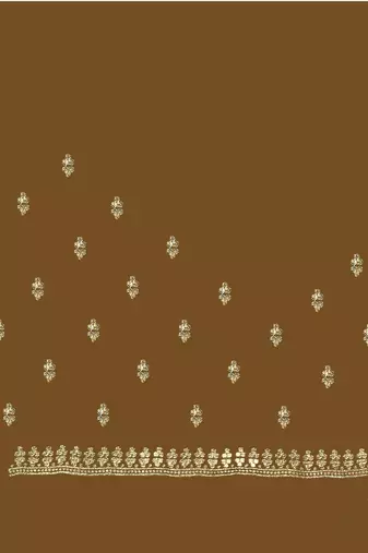 Sequence Embroidered Border Art Silk Saree In Brown With Matching Blouse Piece