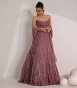 Purple Organza Embellished Crystal Cut-out Ilaria Wave Lehenga Set