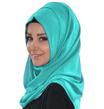 Turquoise embroidered georgette islamic kaftans With Sun-proof hijab 5