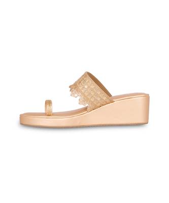 Gold printed  silkkolhapuri sandal 3