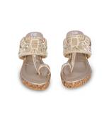 Brown embroidery  pu leather kolhapuri sandal
