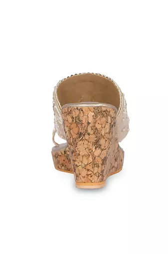 Brown embroidery  pu leather kolhapuri sandal