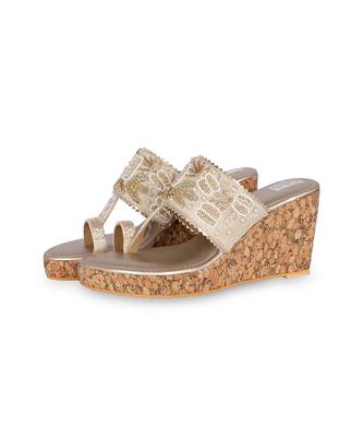 Brown embroidery  pu leather kolhapuri sandal 4
