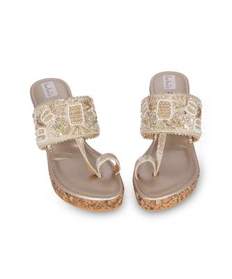 Brown embroidery  pu leather kolhapuri sandal 5