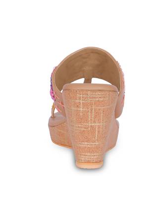 Brown embroidery  pu leather sandal 2