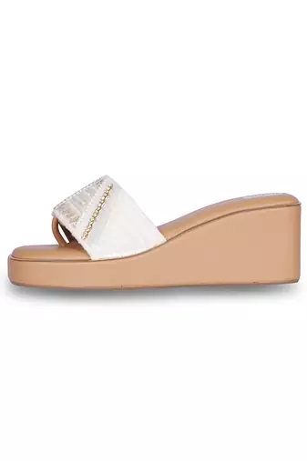 Brown embroidery  pu leather sandle