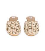 Gold embroidery pu leather mojdi