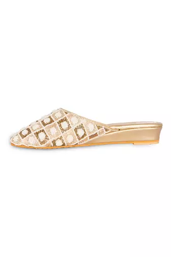 Gold embroidery pu leather mojdi