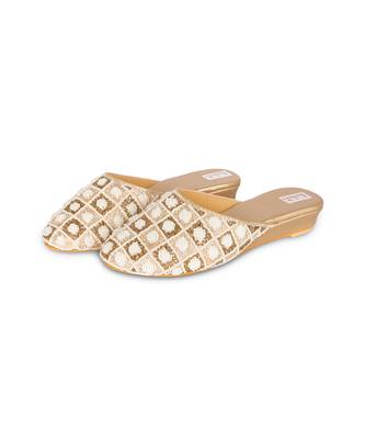 Gold embroidery pu leather mojdi 4