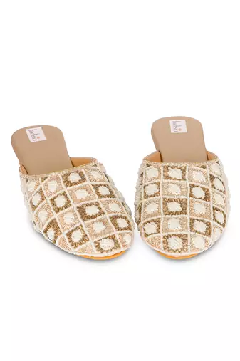 Gold embroidery pu leather mojdi