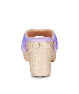 Purple embroidery pu leather sandle 2
