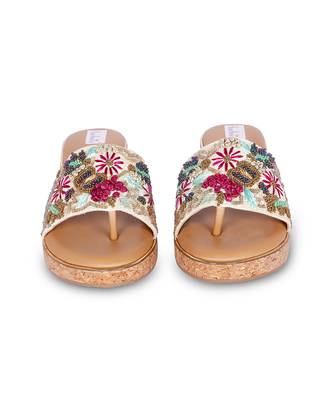 Multicolour  embroiderypu leather sandle 1