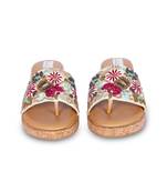 Multicolour  embroiderypu leather sandle