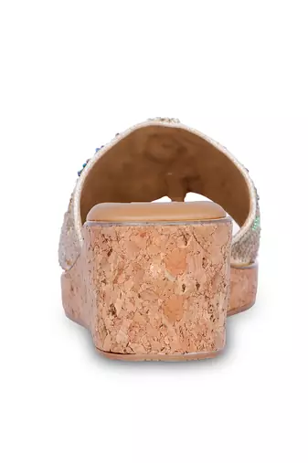 Multicolour  embroiderypu leather sandle