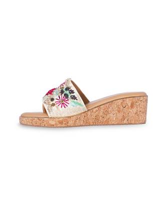 Multicolour  embroiderypu leather sandle 3