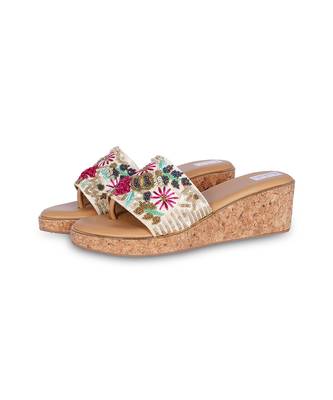 Multicolour  embroiderypu leather sandle 4