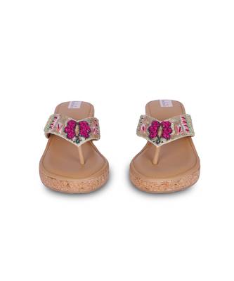 Multicolour embroidery pu leather sandle 1