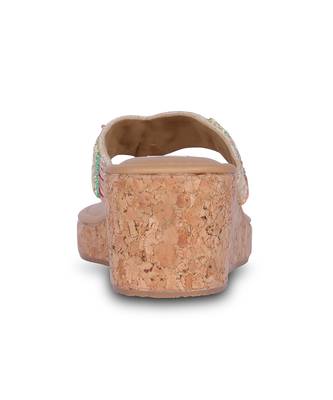 Multicolour embroidery pu leather sandle 2