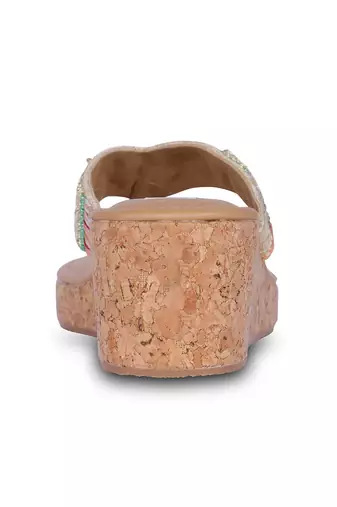 Multicolour embroidery pu leather sandle