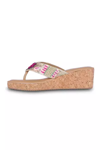 Multicolour embroidery pu leather sandle