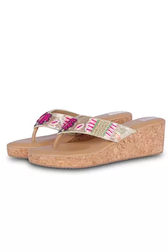 Multicolour embroidery pu leather sandle
