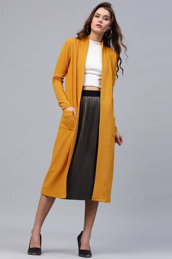 Mustard plain polyester shrug