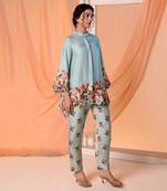 Blue aarani embroidered co-ord set