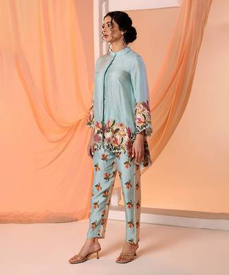 Blue aarani embroidered co-ord set 2