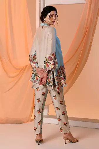 Blue aarani embroidered co-ord set