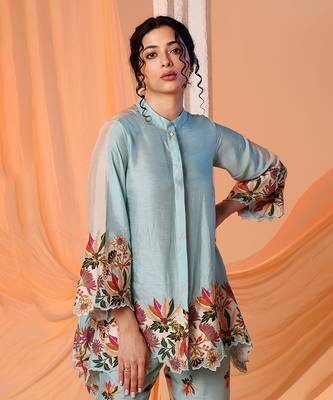 Blue aarani embroidered co-ord set 4