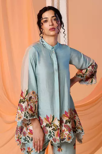 Blue aarani embroidered co-ord set