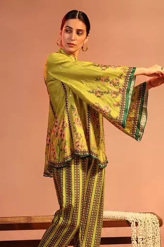 Yellow tamaya embroidered kurta set