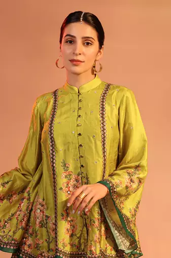 Yellow tamaya embroidered kurta set