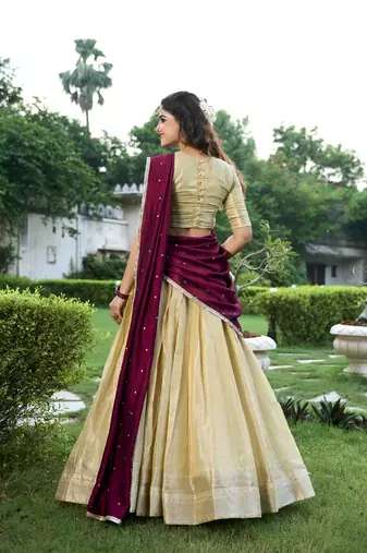 Women's Kanchipuram Lehenga Choli For Wedding 