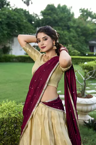 Women's Kanchipuram Lehenga Choli For Wedding 