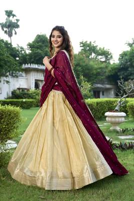 Women's Kanchipuram Lehenga Choli For Wedding  4