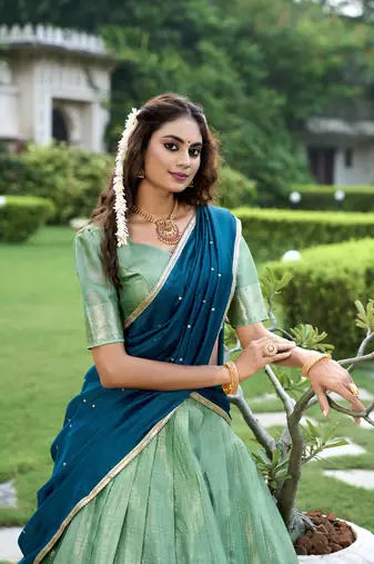 Women's Kanchipuram Lehenga Choli For Wedding 