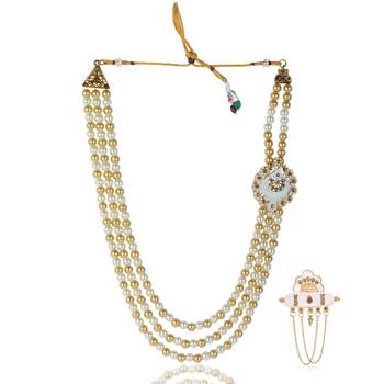   groom sherwani mala with brooch combo 2