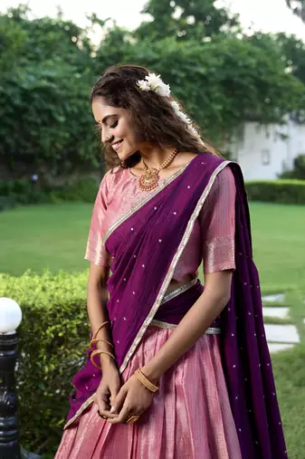 Women's Kanchipuram Lehenga Choli For Wedding 
