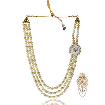   groom sherwani mala with brooch combo 2